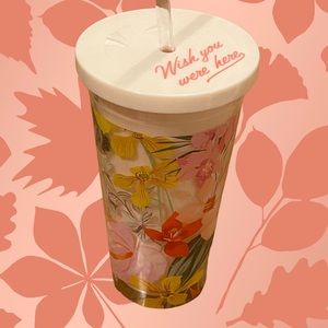 BAN.DO ‘wish you were here’ Paridiso tropical water bottle tumbler cup w/ straw